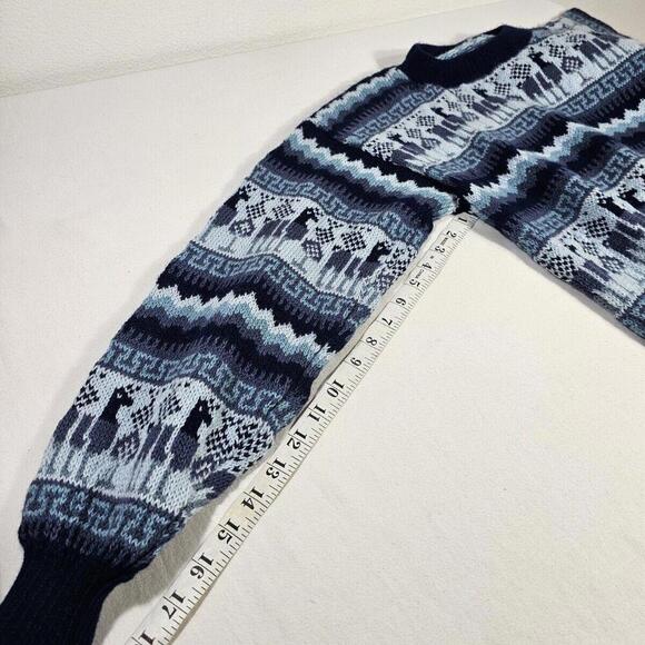 Alpaca Sweater Mens Small Wool Fair Isle Nordic Hand Knit Crew Neck - Picture 4 of 8